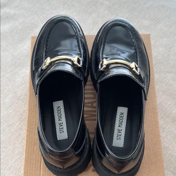 Steve Madden Black Women’s Lando Leather Loafers - Picture 6 of 8